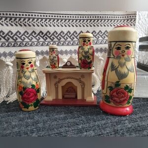 Santa Claus Russian Nesting Doll, Vintage Handmade